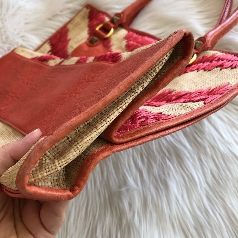 Rebecca Minkoff Diamond Raffia Orange Beach Tote - Picture 4 of 8
